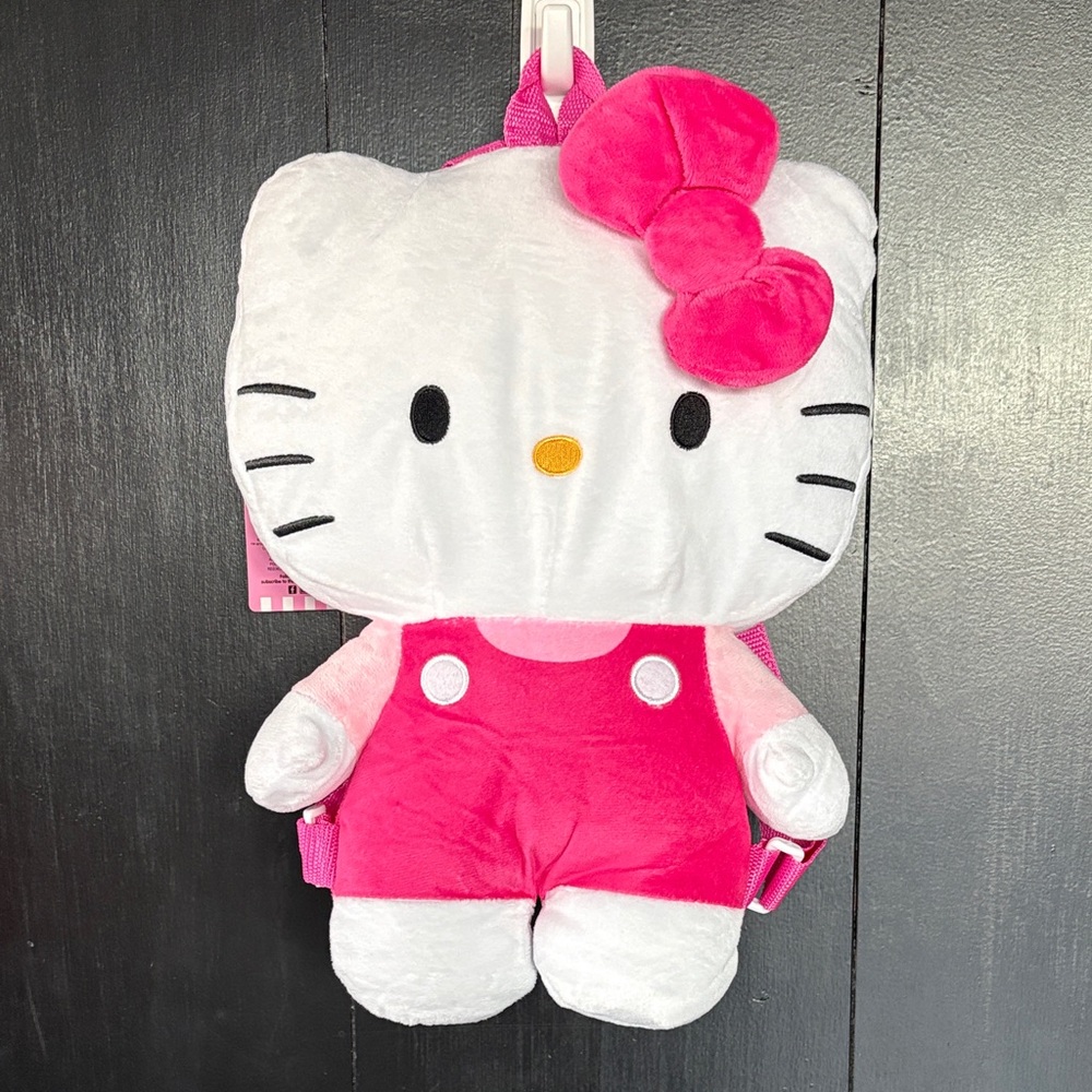 🩷 Hello Kitty Sanrio Licensed Plush Backpack. Pink Overalls. New!
